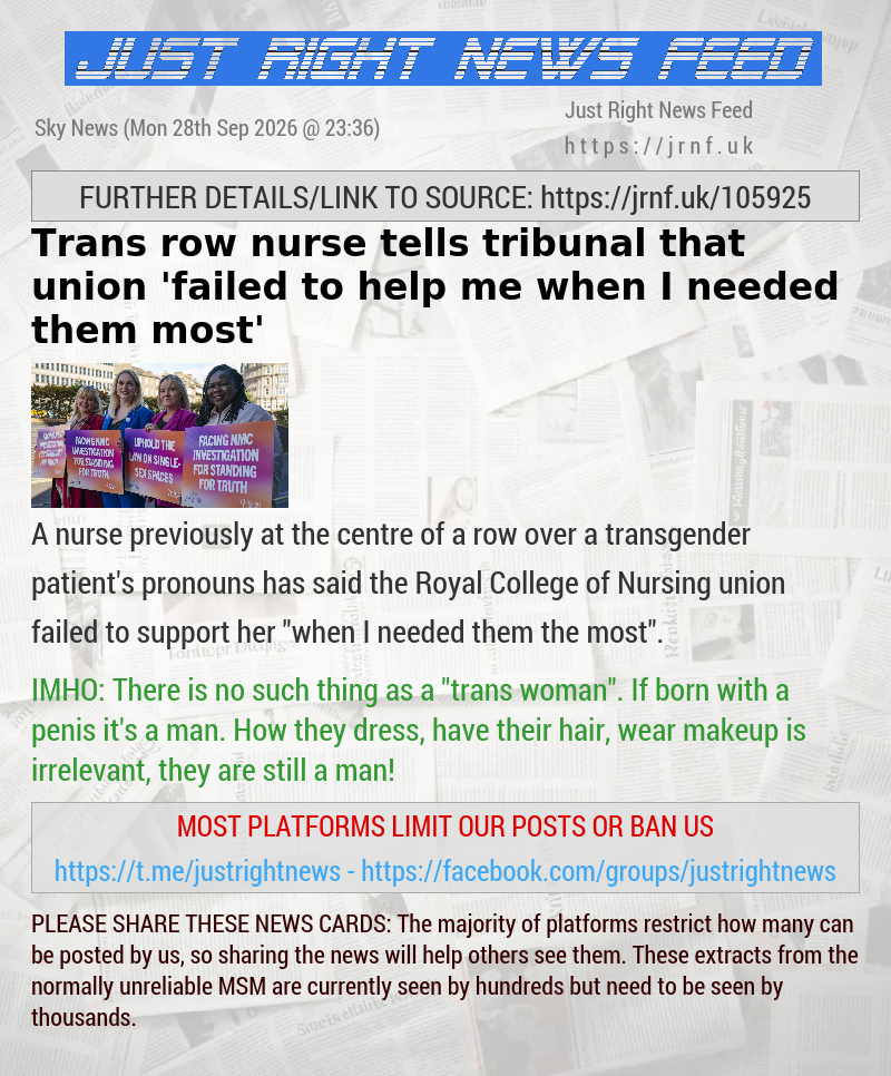 Trans row nurse tells tribunal that union ’failed to help me when I needed them most’
