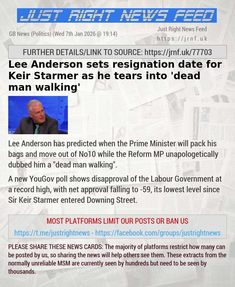 Lee Anderson sets resignation date for Keir Starmer as he tears into ’dead man walking’