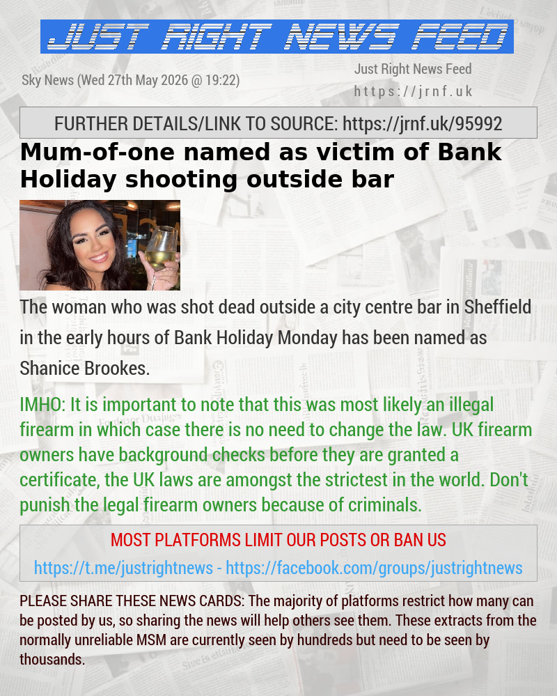 Mum—of—one named as victim of Bank Holiday shooting outside bar