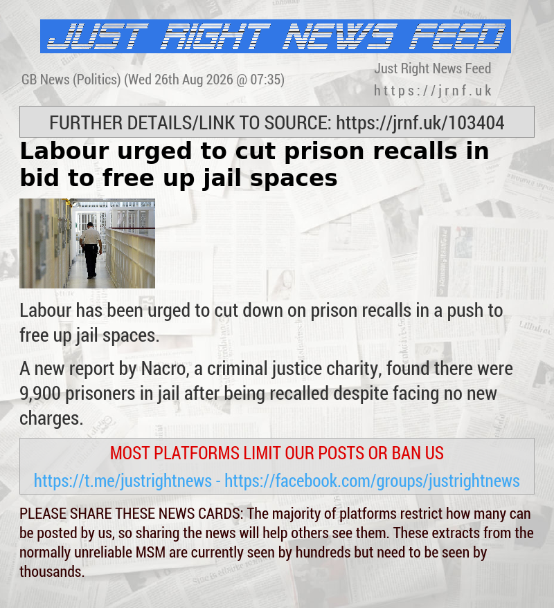 Labour urged to cut prison recalls in bid to free up jail spaces