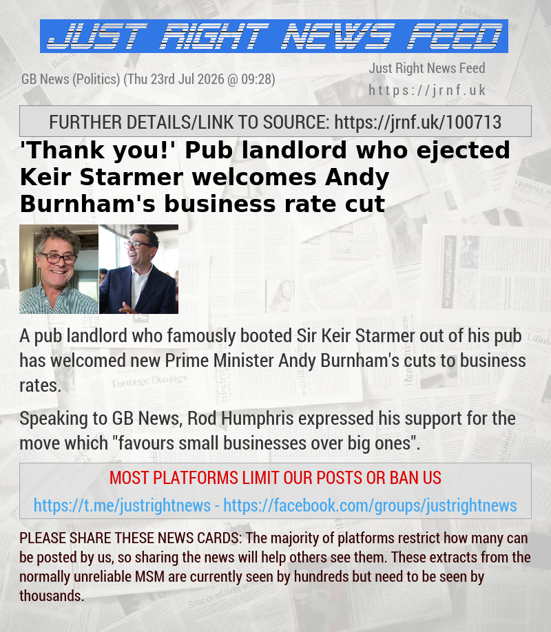 ’Thank you!’ Pub landlord who ejected Keir Starmer welcomes Andy Burnham’s business rate cut