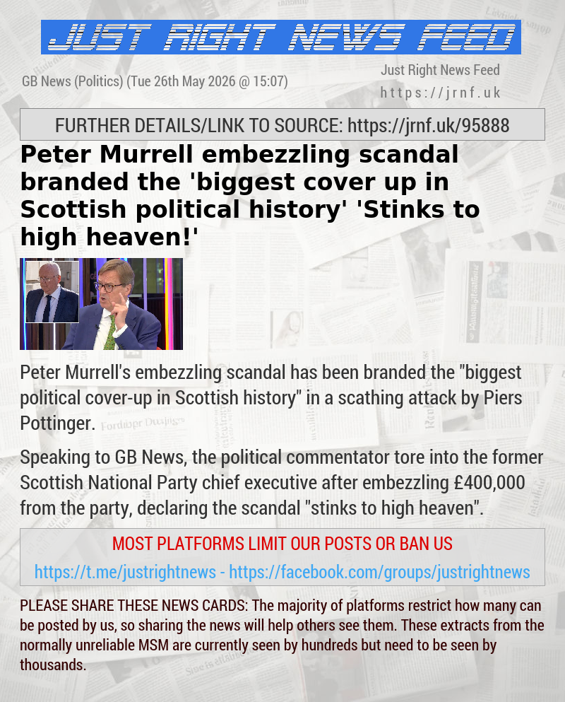 Peter Murrell embezzling scandal branded the ’biggest cover—up in Scottish political history’ — ’Stinks to high heaven!’