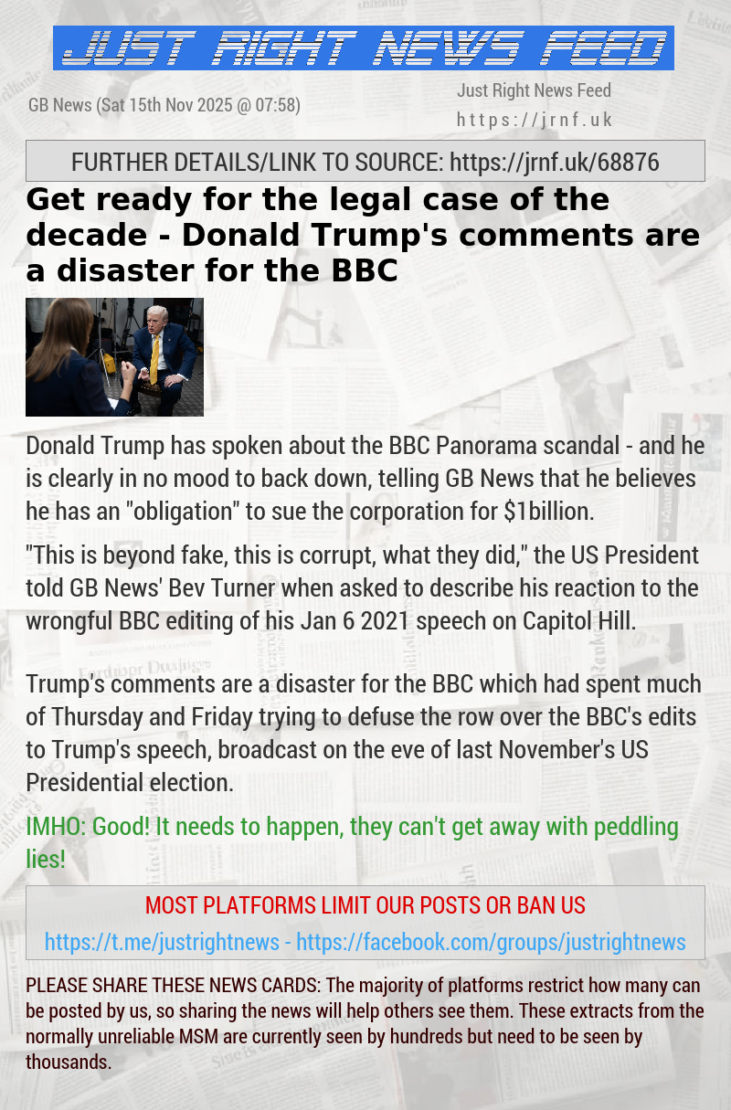 Get ready for the legal case of the decade — Donald Trump’s comments are a disaster for the BBC