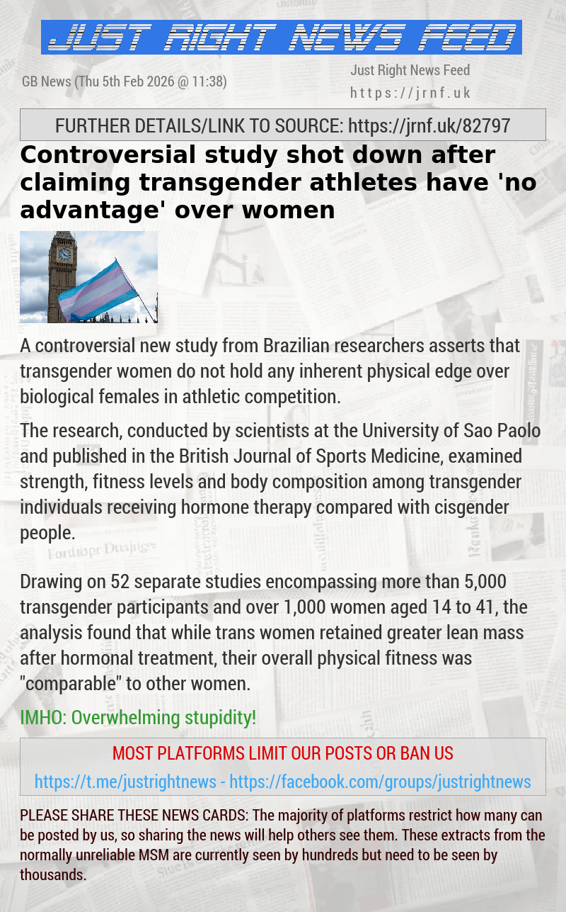 Controversial study shot down after claiming transgender athletes have ’no advantage’ over women