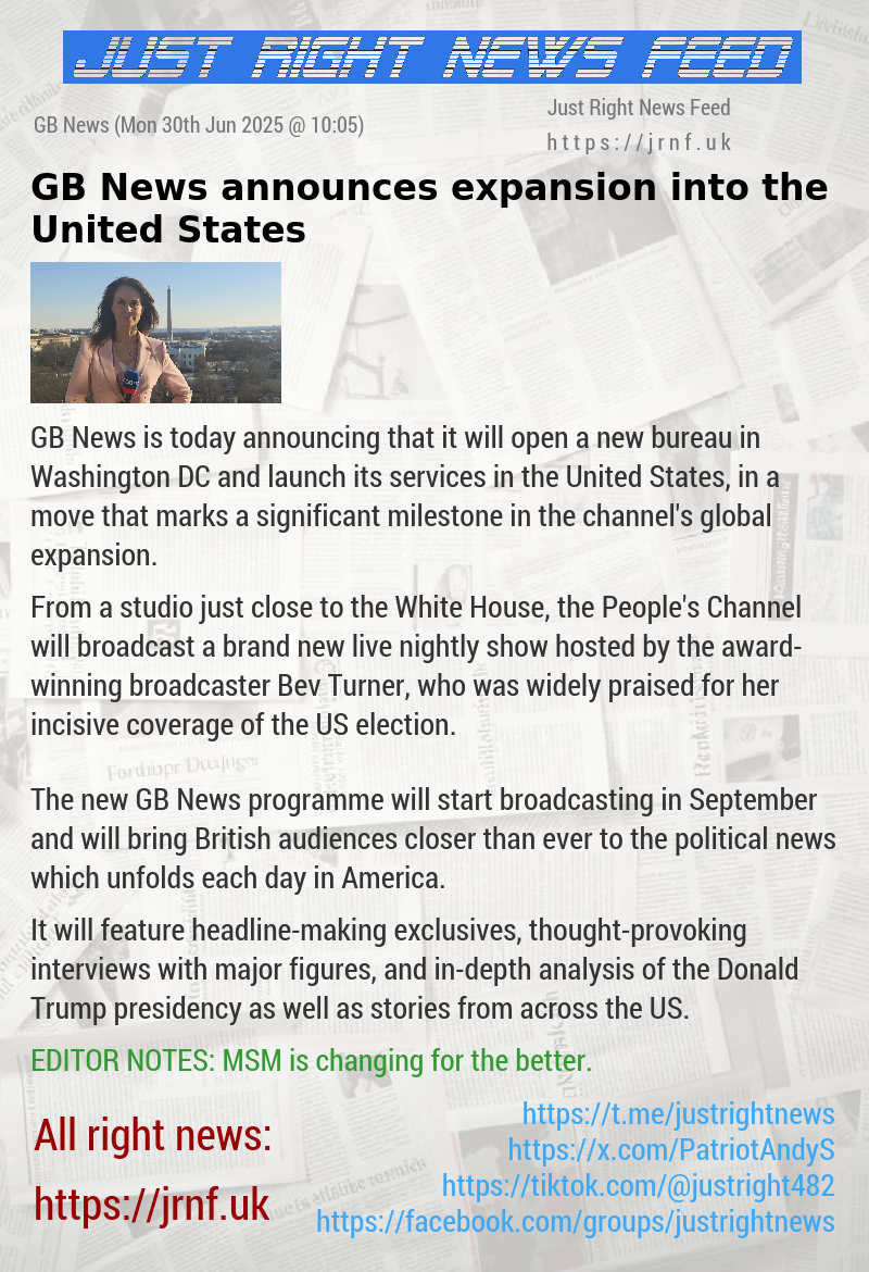 GB News announces expansion into the United States