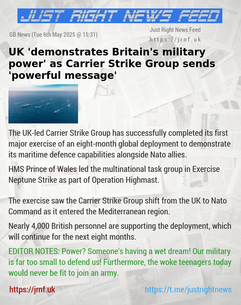 UK ’demonstrates Britain’s military power’ as Carrier Strike Group sends ’powerful message’