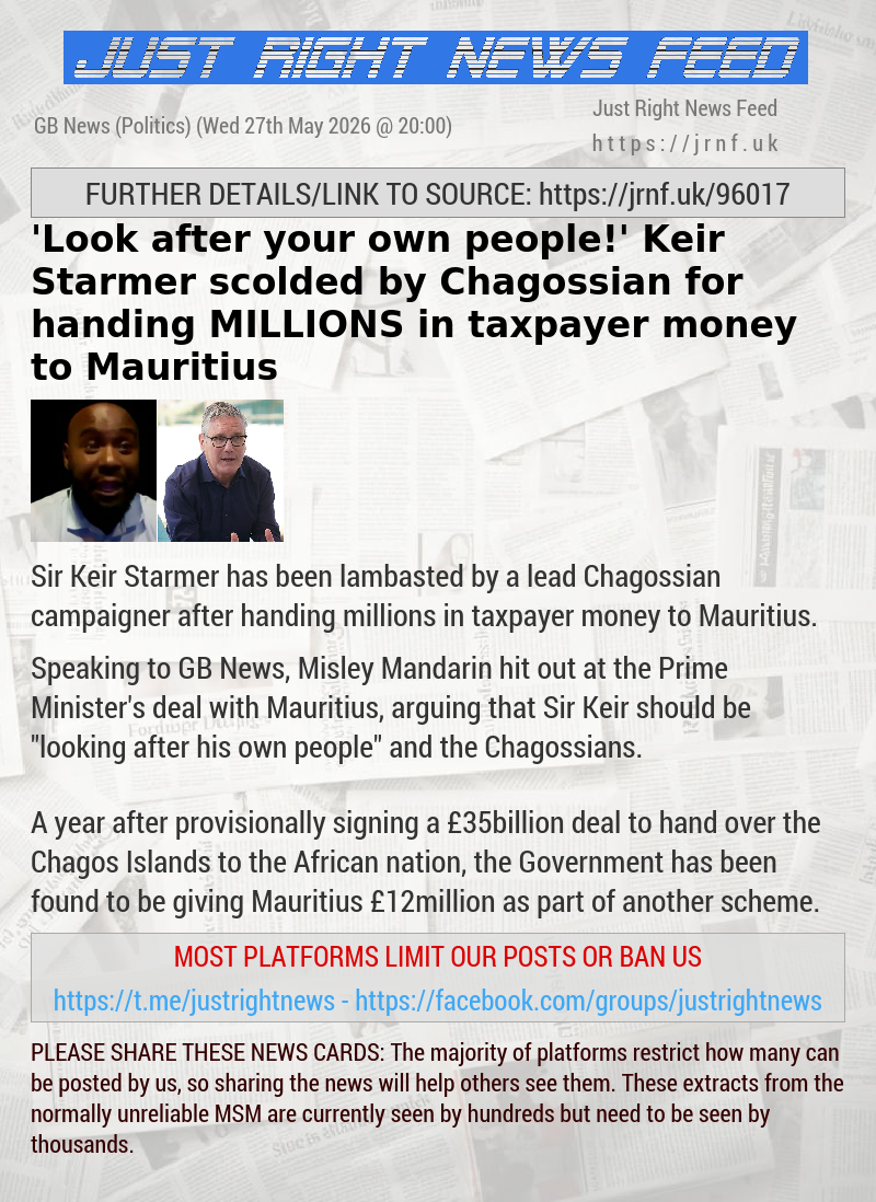 ’Look after your own people!’ Keir Starmer scolded by Chagossian for handing MILLIONS in taxpayer money to Mauritius