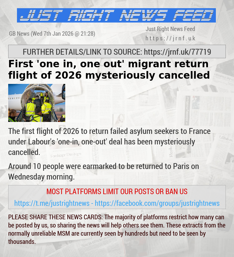 First ’one—in, one—out’ migrant return flight of 2026 mysteriously cancelled
