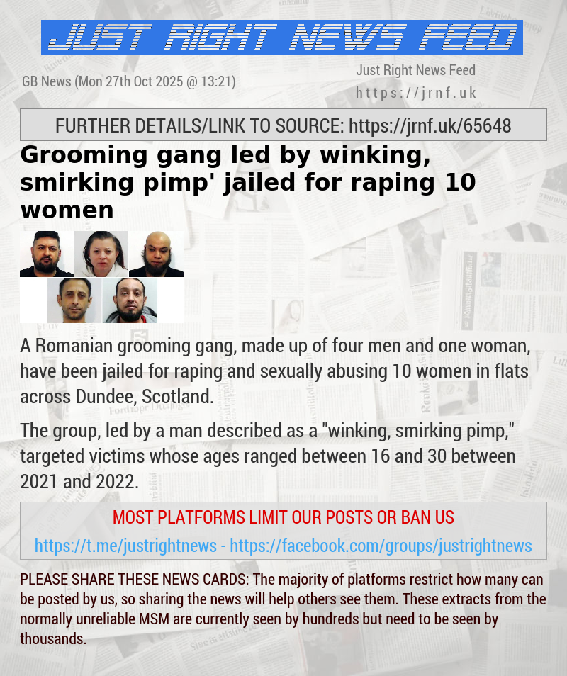 Grooming gang led by ‘winking, smirking pimp’ jailed for raping 10 women