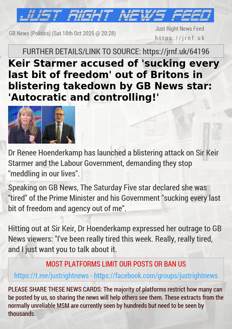 Keir Starmer accused of ’sucking every last bit of freedom’ out of Britons in blistering takedown by GB News star: ’Autocratic and controlling!’
