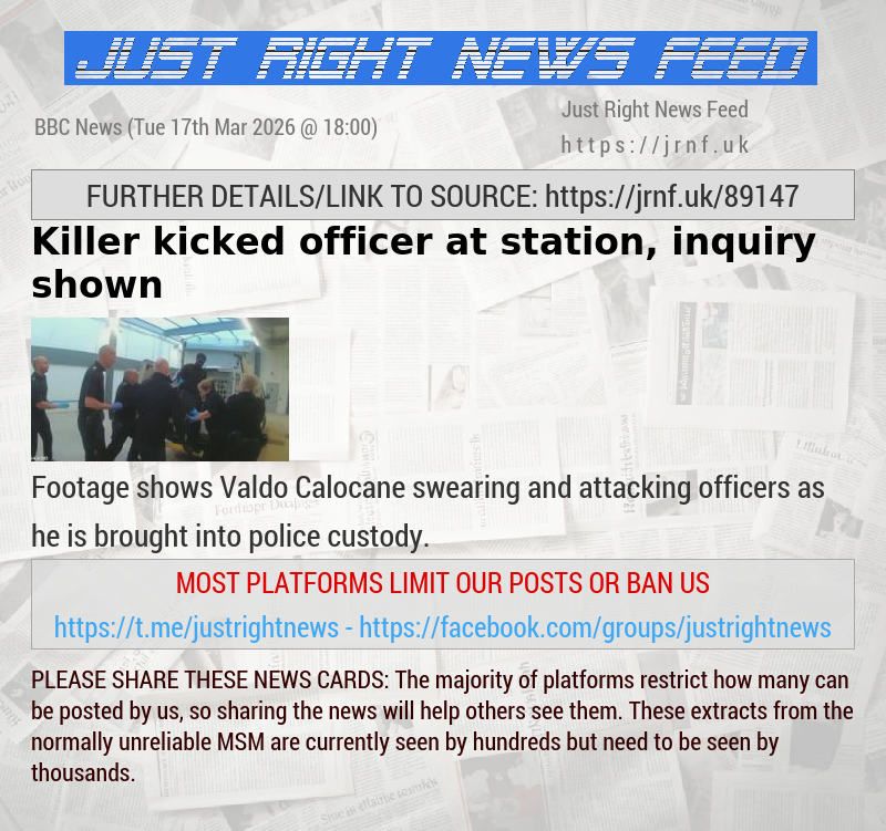 Killer kicked officer at station, inquiry shown