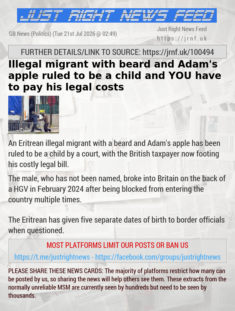 Illegal migrant with beard and Adam’s apple ruled to be a child — and YOU have to pay his legal costs