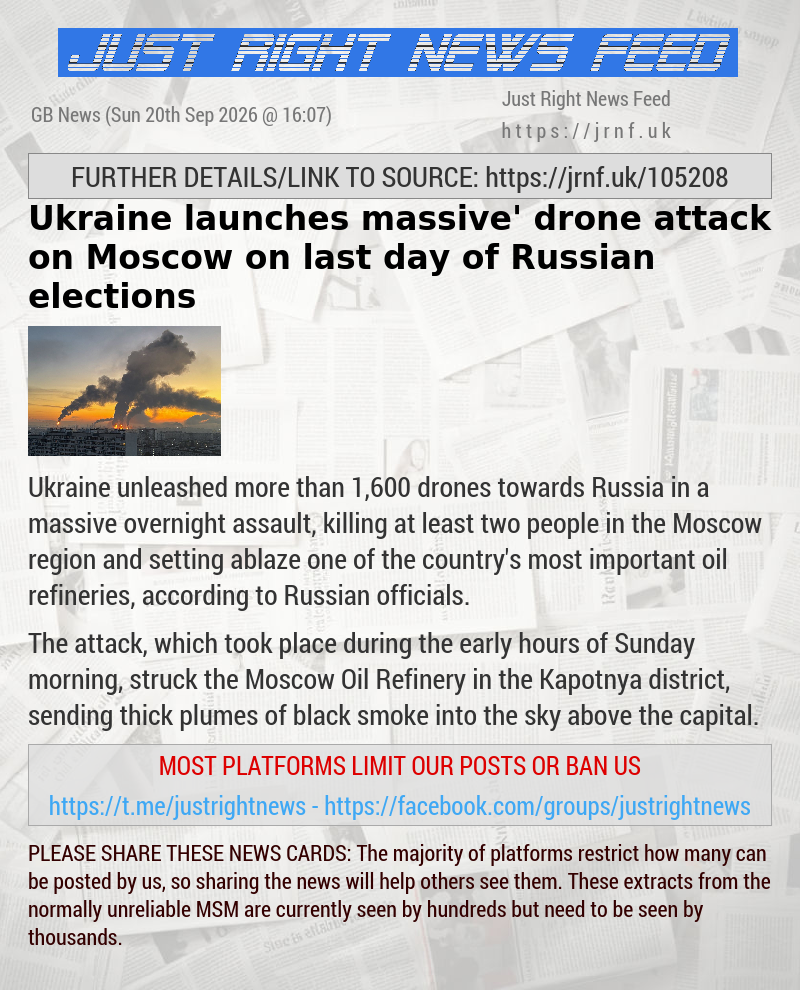 Ukraine launches ‘massive’ drone attack on Moscow on last day of Russian elections