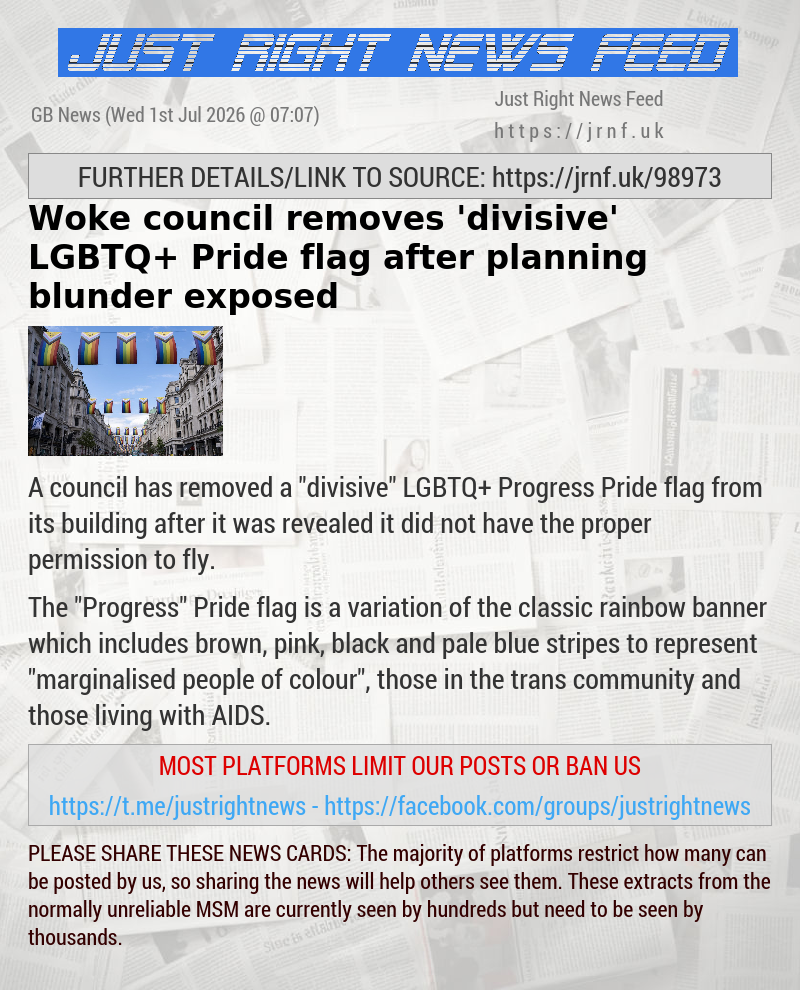 Woke council removes ’divisive’ LGBTQ+ Pride flag after planning blunder exposed
