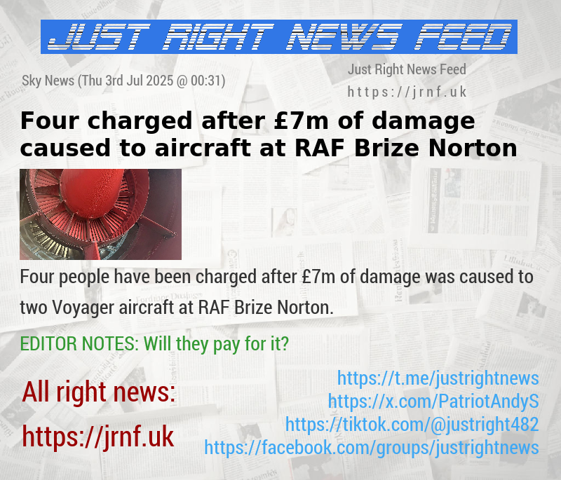 Four charged after £7m of damage caused to aircraft at RAF Brize Norton