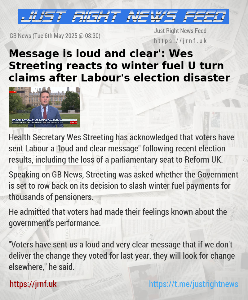 ‘Message is loud and clear’: Wes Streeting reacts to winter fuel U—turn claims after Labour’s election disaster