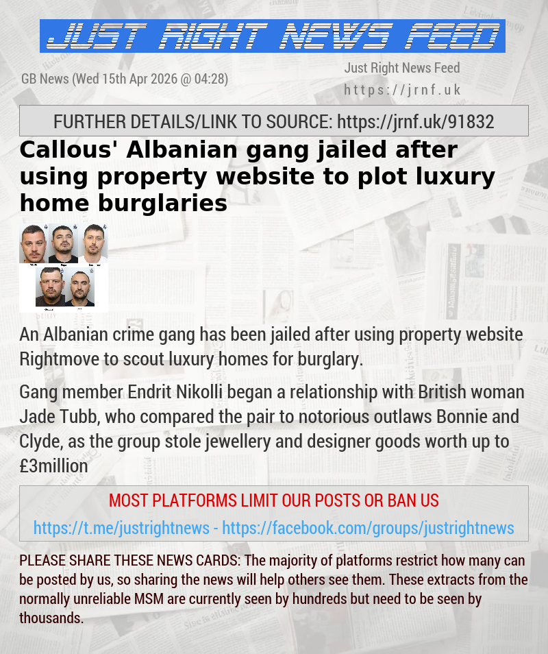 ‘Callous’ Albanian gang jailed after using property website to plot luxury home burglaries
