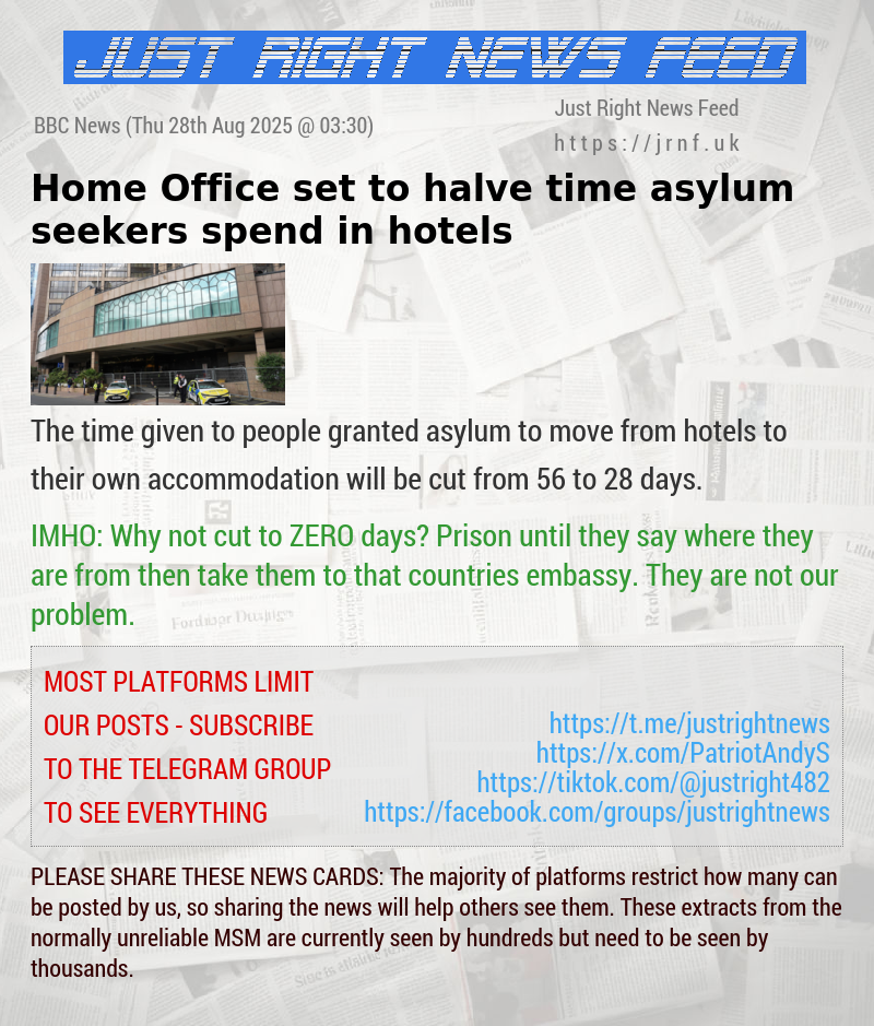 Home Office set to halve time asylum seekers spend in hotels