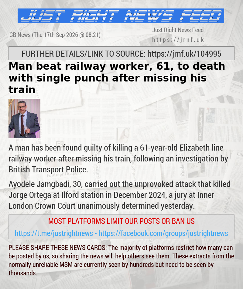 Man beat railway worker, 61, to death with single punch after missing his train