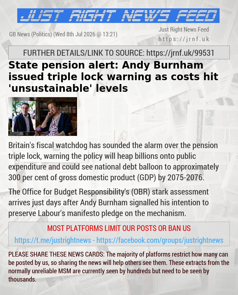 State pension alert: Andy Burnham issued triple lock warning as costs hit ’unsustainable’ levels