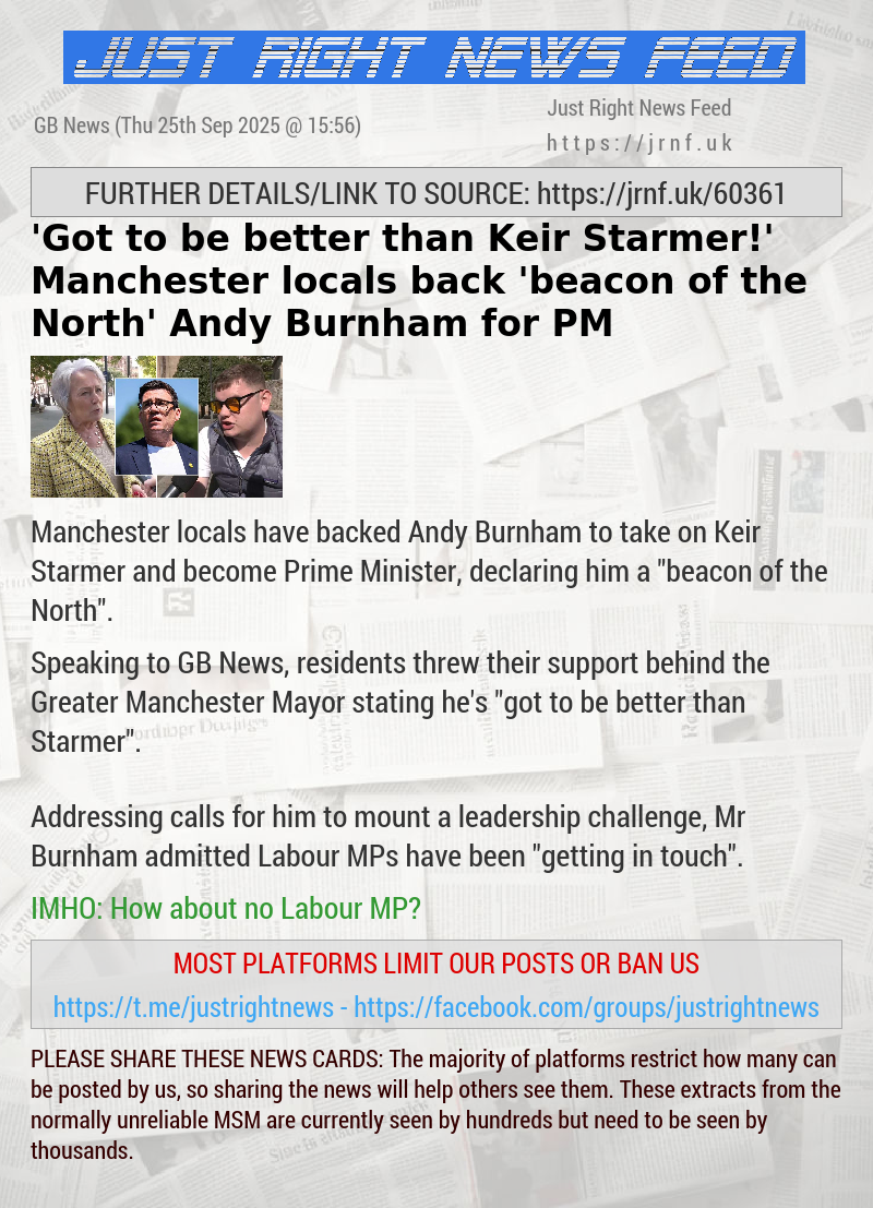 ’Got to be better than Keir Starmer!’ Manchester locals back ’beacon of the North’ Andy Burnham for PM