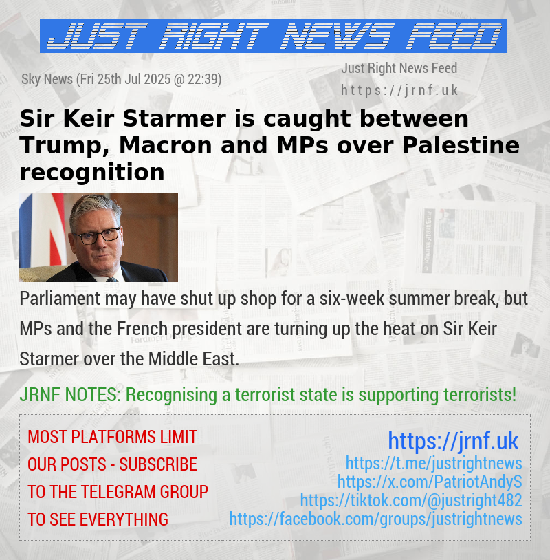 Sir Keir Starmer is caught between Trump, Macron and MPs over Palestine recognition