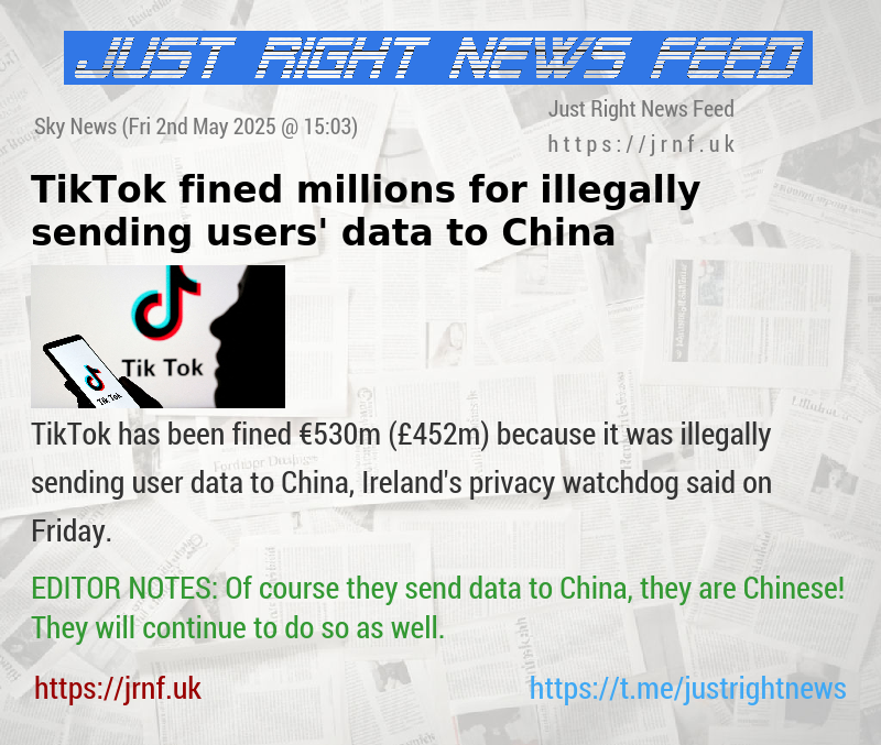 TikTok fined millions for illegally sending users’ data to China