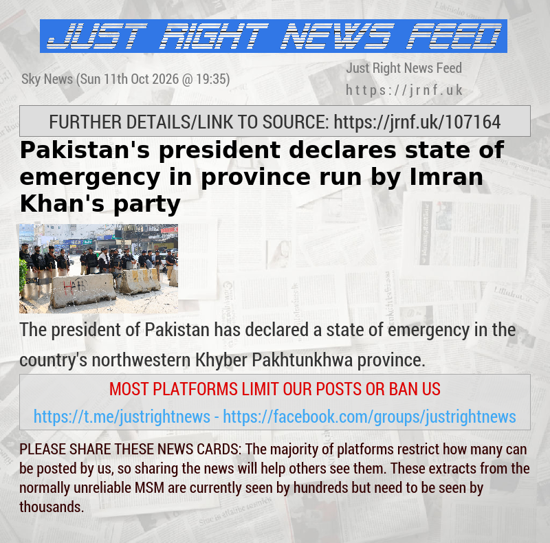 Pakistan’s president declares state of emergency in province run by Imran Khan’s party