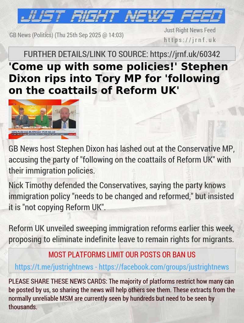 ’Come up with some policies!’ Stephen Dixon rips into Tory MP for ’following on the coattails of Reform UK’