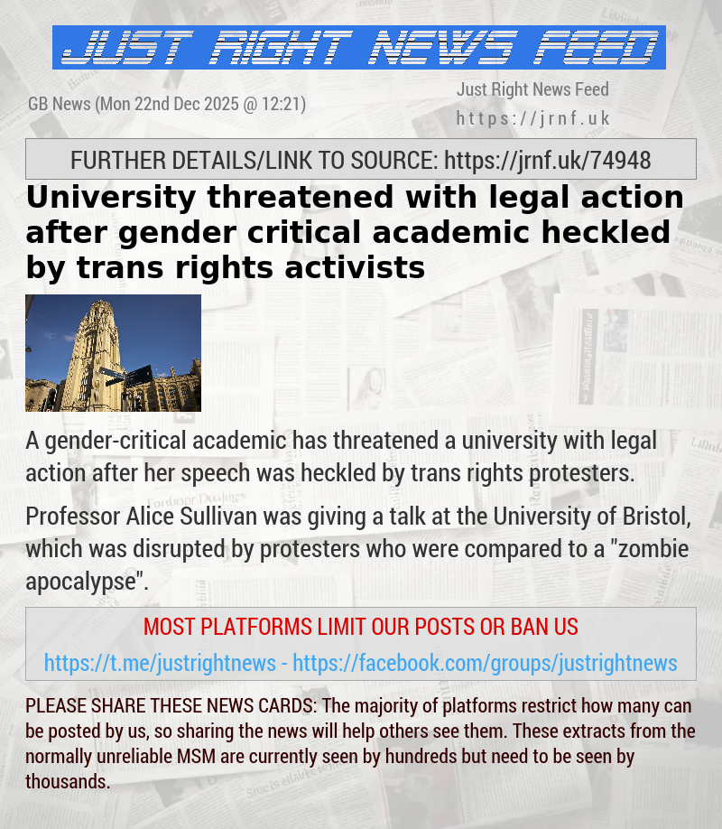 University threatened with legal action after gender—critical academic heckled by trans rights activists