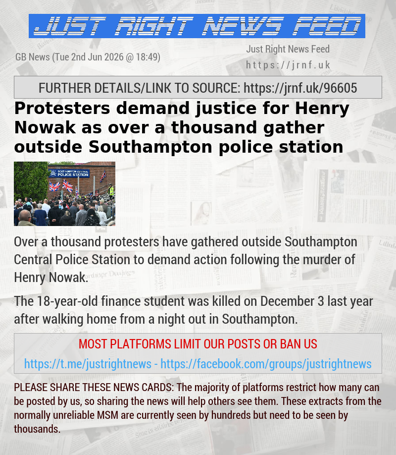 Protesters demand justice for Henry Nowak as over a thousand gather outside Southampton police station