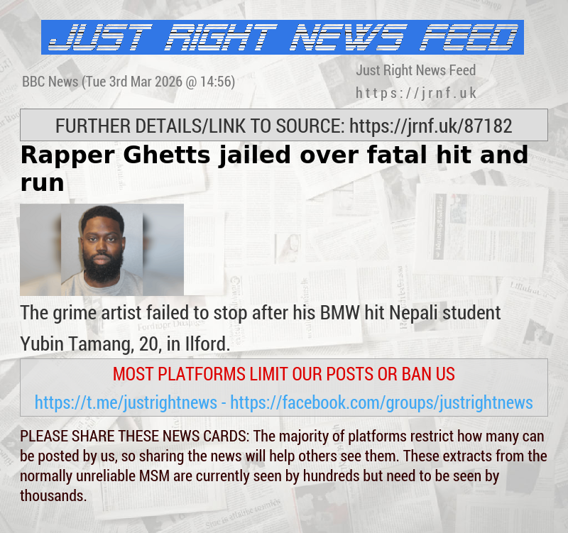 Rapper Ghetts jailed over fatal hit—and—run