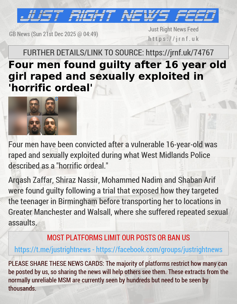 Four men found guilty after 16—year—old girl raped and sexually exploited in ’horrific ordeal’