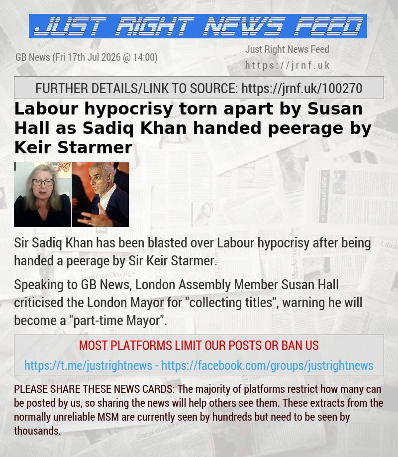 Labour hypocrisy torn apart by Susan Hall as Sadiq Khan handed peerage by Keir Starmer