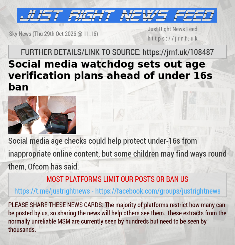 Social media watchdog sets out age verification plans ahead of under—16s ban