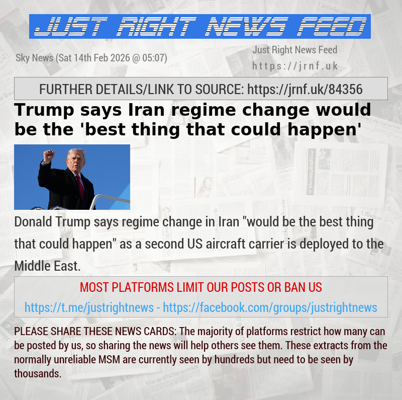 Trump says Iran regime change would be the ’best thing that could happen’