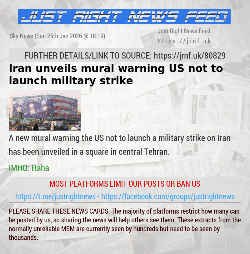 Iran unveils mural warning US not to launch military strike