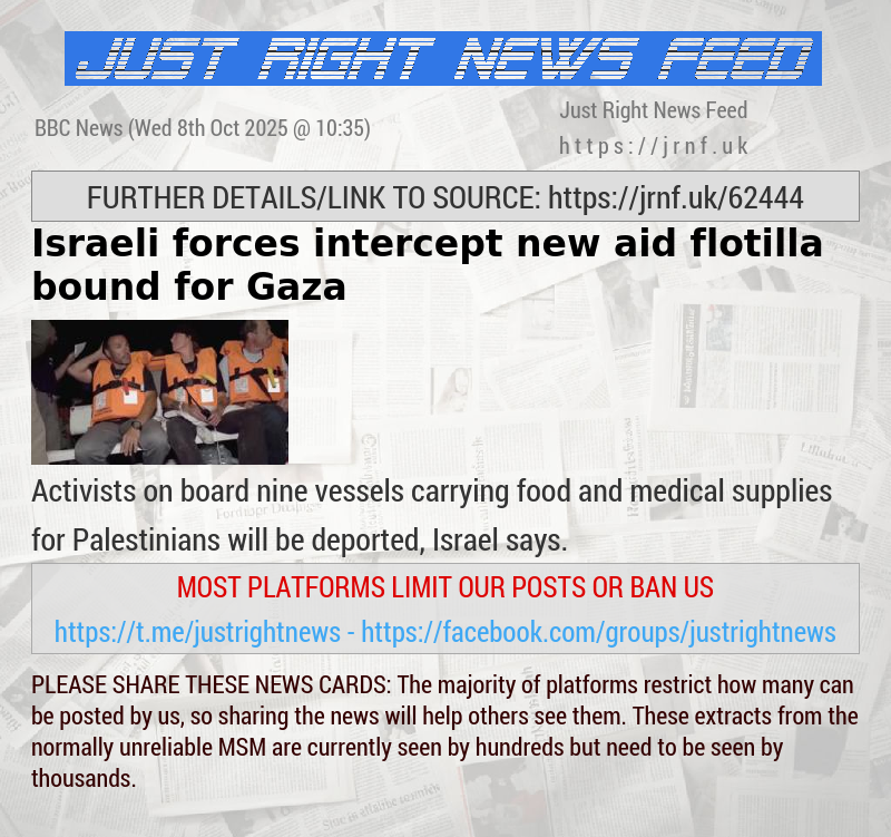 Israeli forces intercept new aid flotilla bound for Gaza