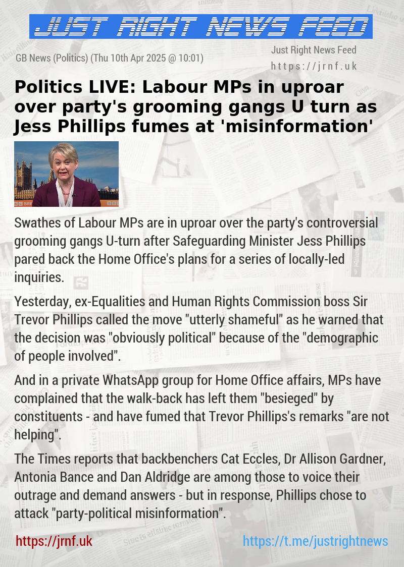 Politics LIVE: Labour MPs in uproar over party’s grooming gangs U—turn as Jess Phillips fumes at ’misinformation’