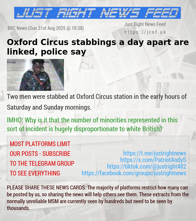 Oxford Circus stabbings a day apart are linked, police say