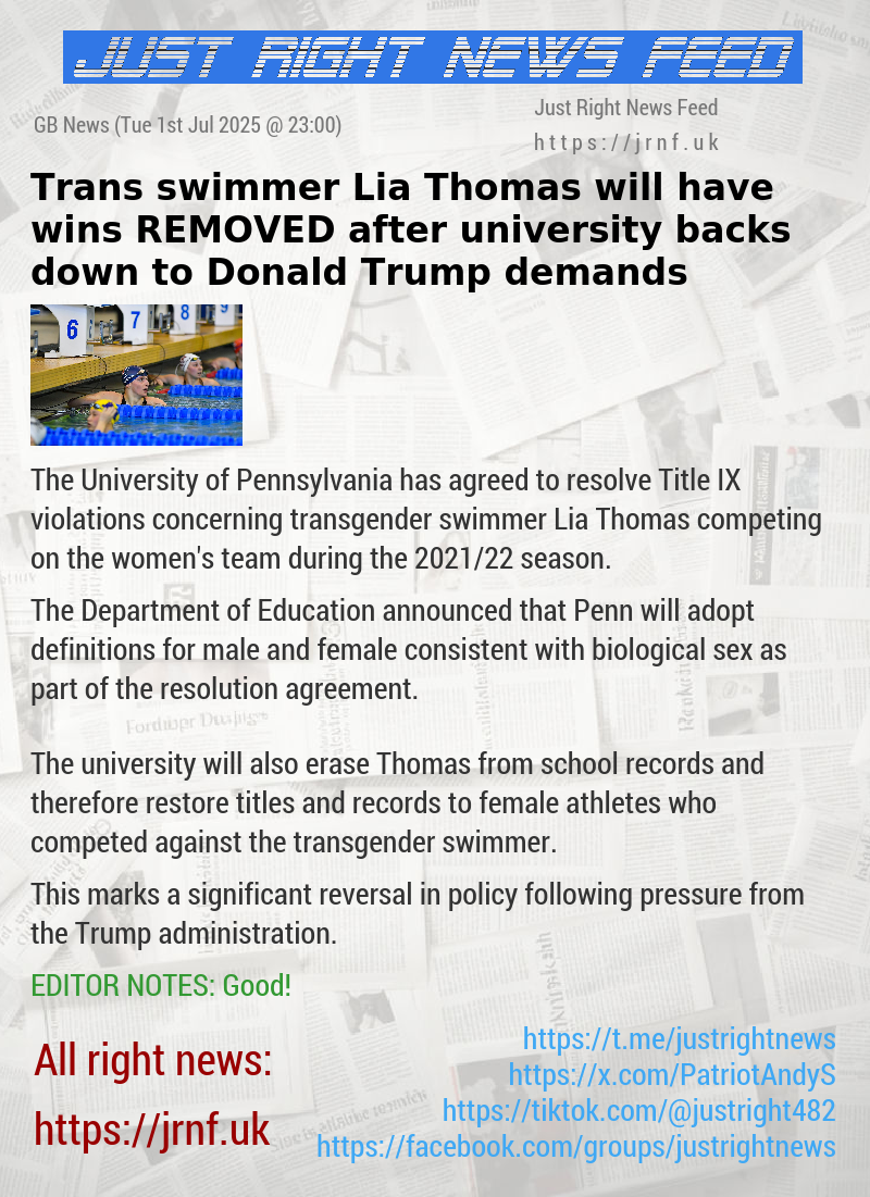 Trans swimmer Lia Thomas will have wins REMOVED after university backs down to Donald Trump demands