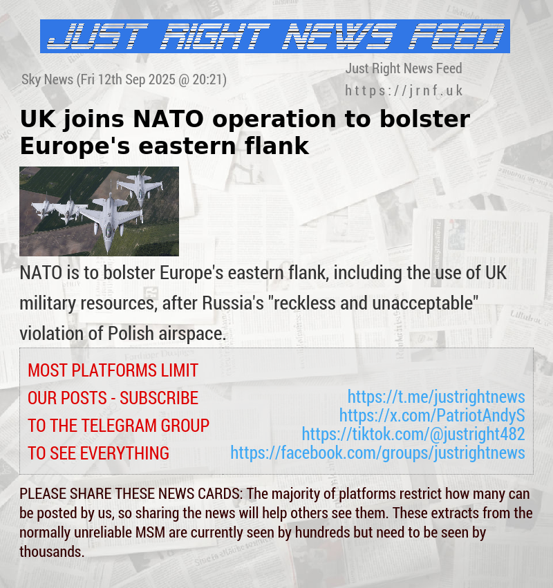 UK joins NATO operation to bolster Europe’s eastern flank