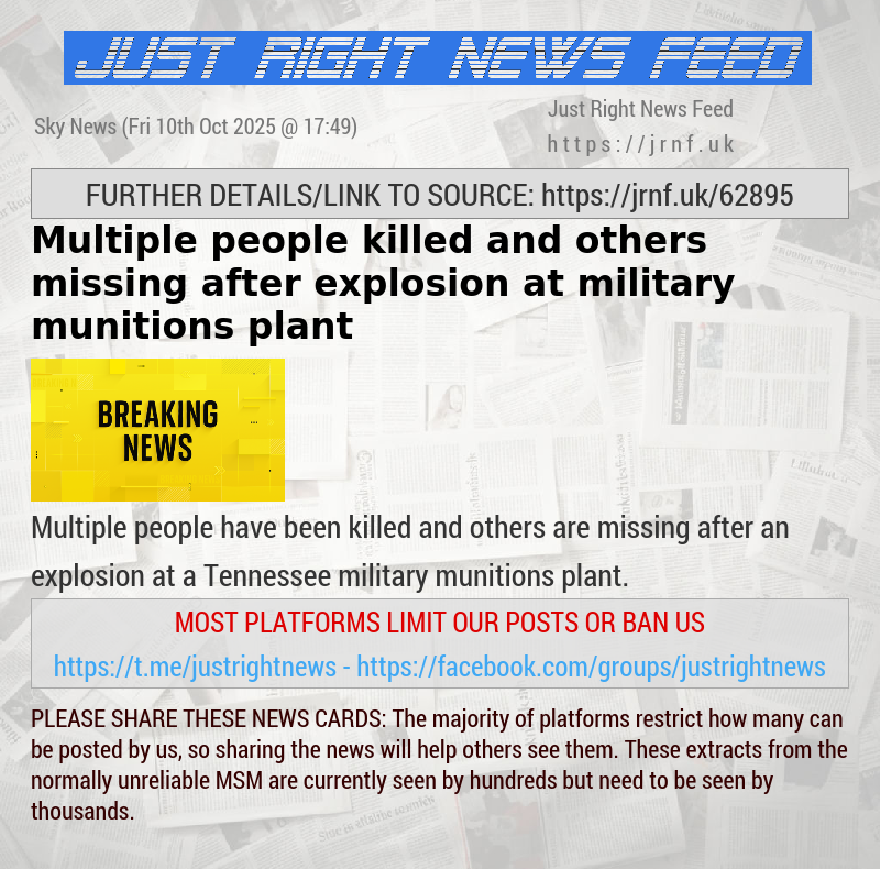 Multiple people killed and others missing after explosion at military munitions plant