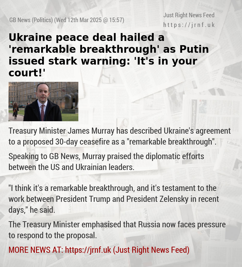 Ukraine peace deal hailed a ’remarkable breakthrough’ as Putin issued stark warning: ’It’s in your court!’