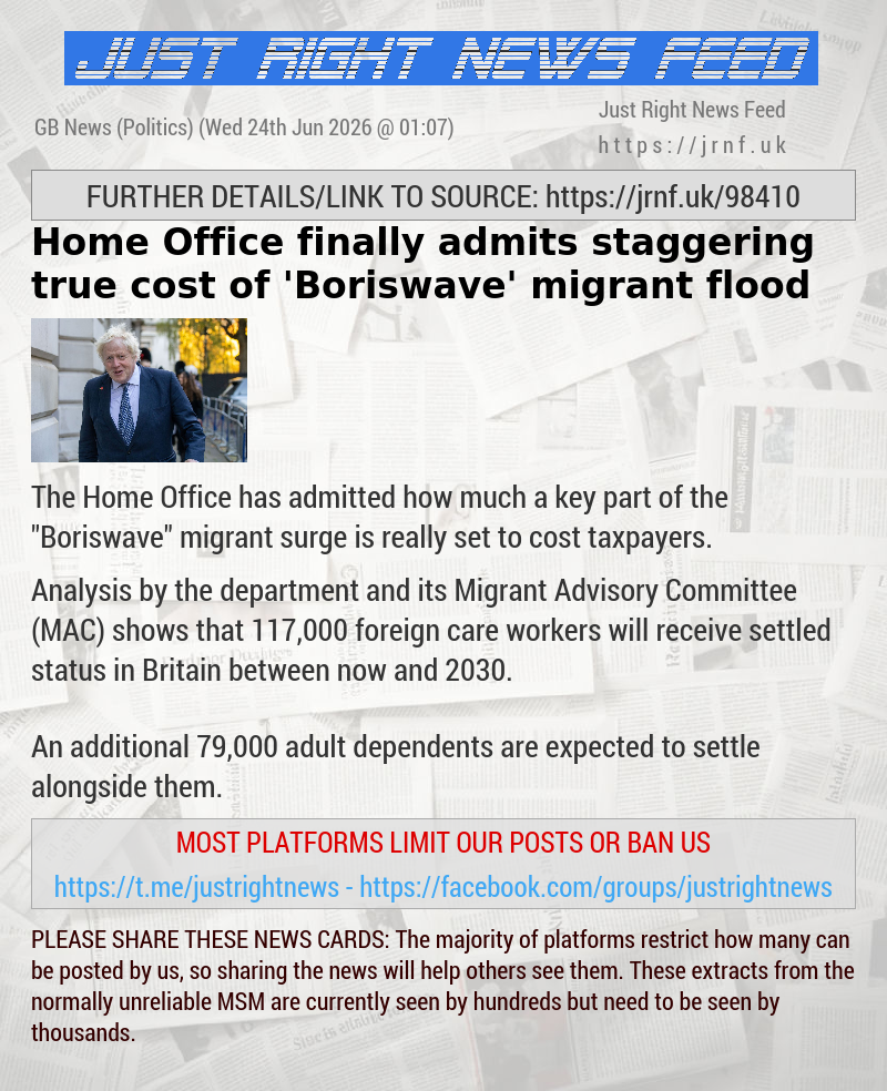 Home Office finally admits staggering true cost of ’Boriswave’ migrant flood