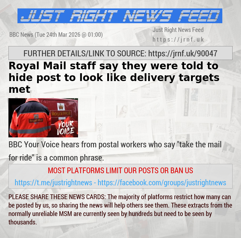 Royal Mail staff say they were told to hide post to look like delivery targets met