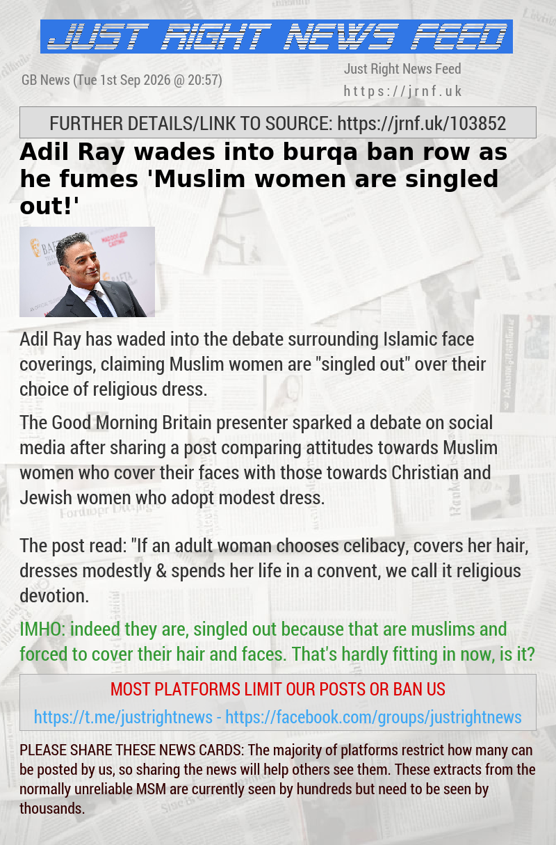 Adil Ray wades into burqa ban row as he fumes ’Muslim women are singled out!’