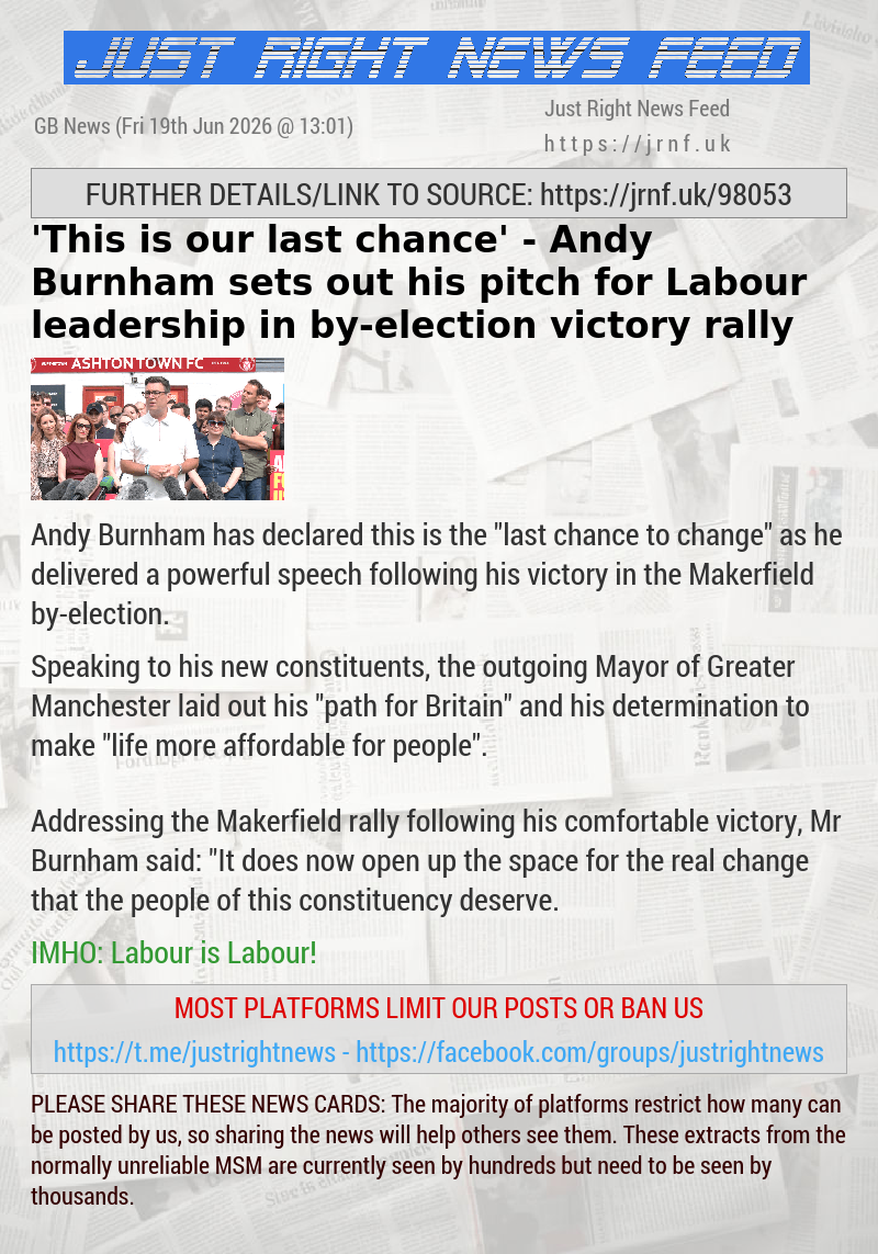 ’This is our last chance’ — Andy Burnham sets out his pitch for Labour leadership in by—election victory rally