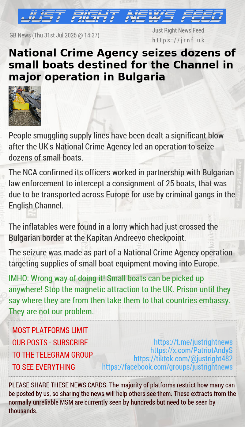 National Crime Agency seizes dozens of small boats destined for the Channel in major operation in Bulgaria
