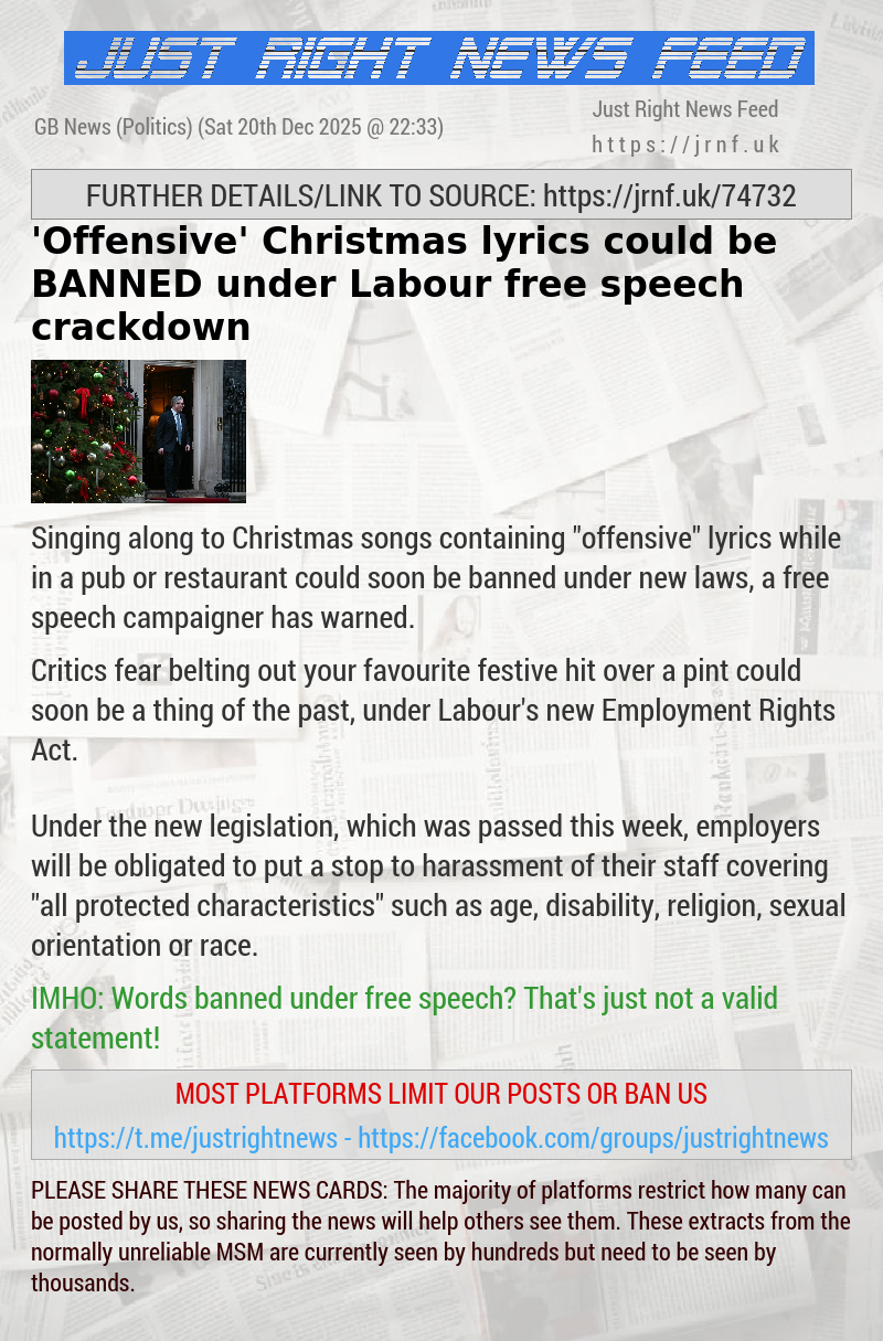 ’Offensive’ Christmas lyrics could be BANNED under Labour free speech crackdown
